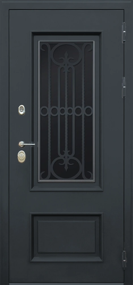 Стальная дверь Терморазрыв «Монарх с окном и лазерной резкой» антрацит в Видном